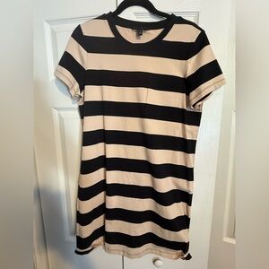 Banana Republic Black and Cream Striped Mini Dress